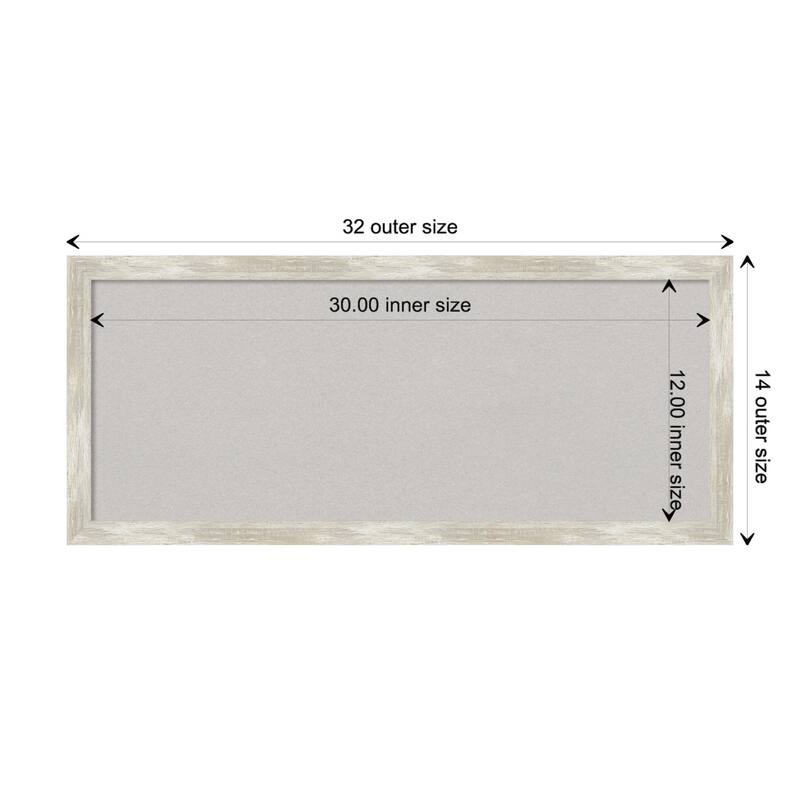 Crackled Metallic Narrow Framed Grey Corkboard Bulletin Board - Board Size 30x12
