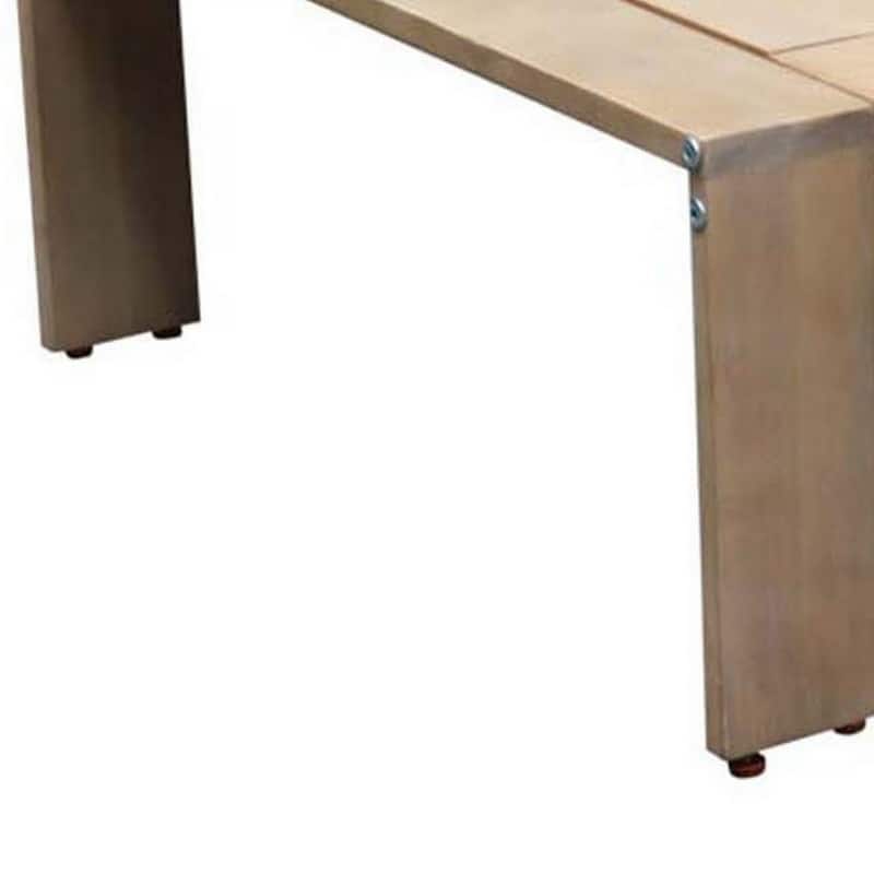 Neji 51 Inch Coffee Table, Natural Brown Acacia Wood Frame, Plank Surface