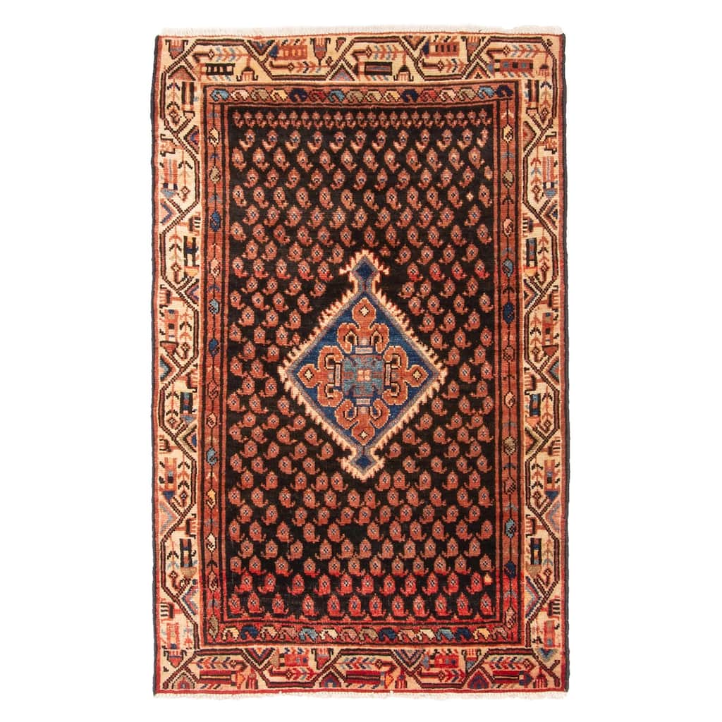 ECARPETGALLERY Hand-knotted Andelz Dark Brown Wool Rug - 2'11 x 4'8