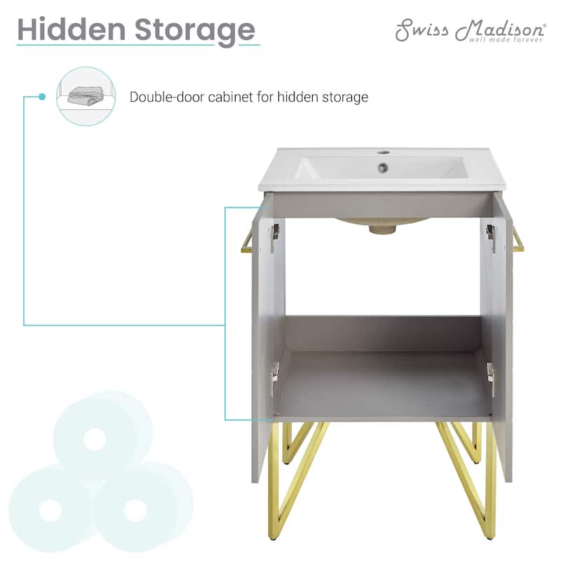 Swiss Madison SM-BV257 Annecy 24" Free Standing Single Basin Vanity