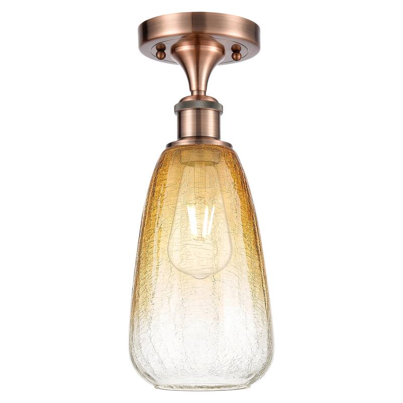 Innovations Lighting Endless Possibilities Ballston - Brookhaven Almond - 1 Light 6" Semi-Flush Mount - Antique Copper/Amber