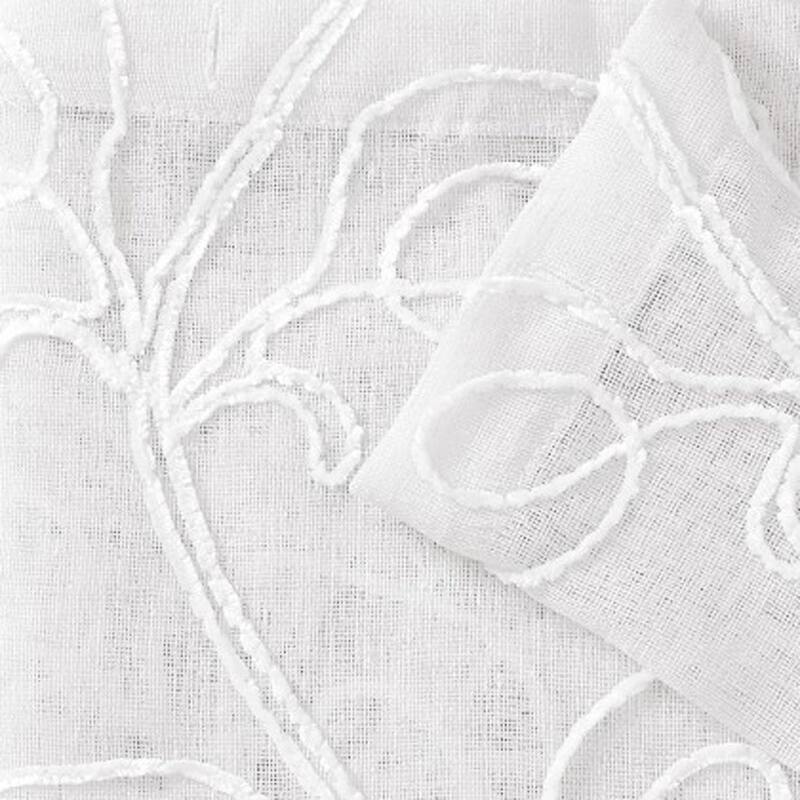 HomeRoots Set of Two 84" White Boho Embroidered Window Panels - 84" x 76"