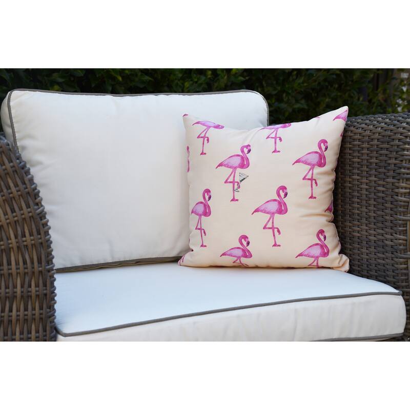 16 x 16 Inch Flamingo Fanfare Martini Animal Print Outdoor Pillow