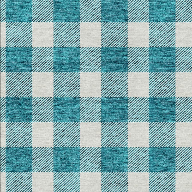 HomeRoots Plaid Transitional Rectangle Outdoor Rug