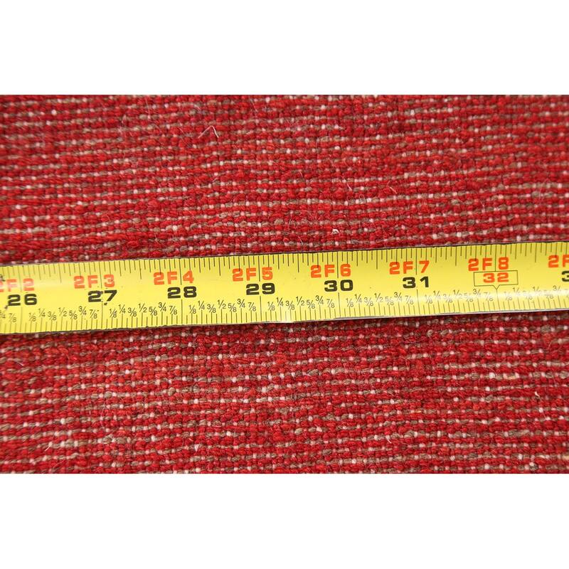 Hand Knotted Oriental 100% Wool Carpet Modern Contemporary Red Gabbeh Runner Rug - 6' 4'' X 2' 10''