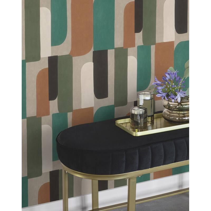 Rasch Derain Green Geometric Wallpaper
