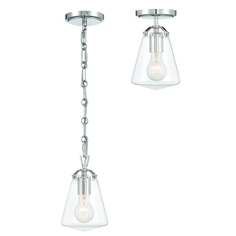Voss 1 Light Polished Nickel Mini Pendant - 5.75"W x 9"H x 5.75"D
