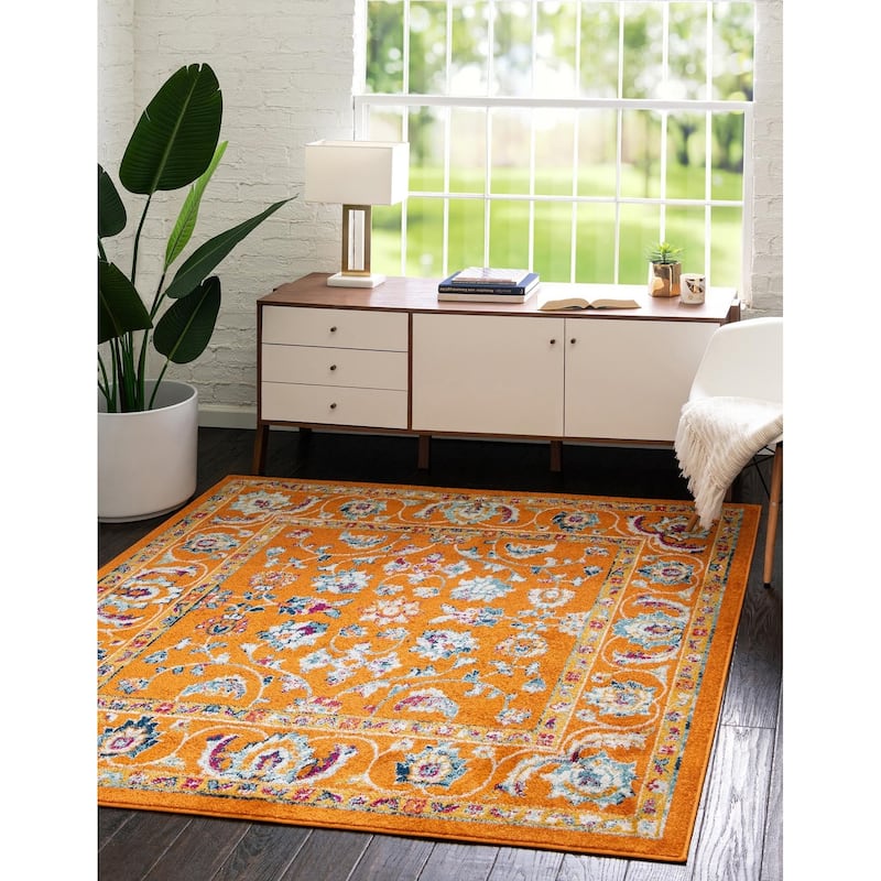 Traditional Taylor Collection Area Rug - Orange - 6' Square