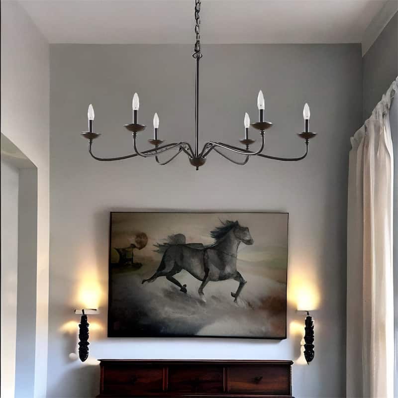 6-Light Modern Metal Chandelier - Matte Black