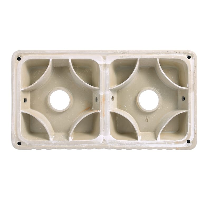 Double Bowl Farmhouse Kitchen Sink 33" Undermount Reversible Sink White Rectangular Double Basin with Drains Renovators Supply