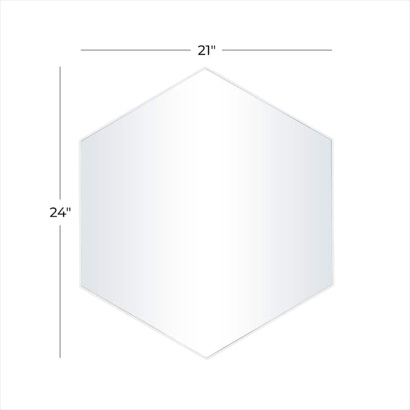 Contemporary Hexagon Wood Wall Mirror - Multiple Finishes and Sizes