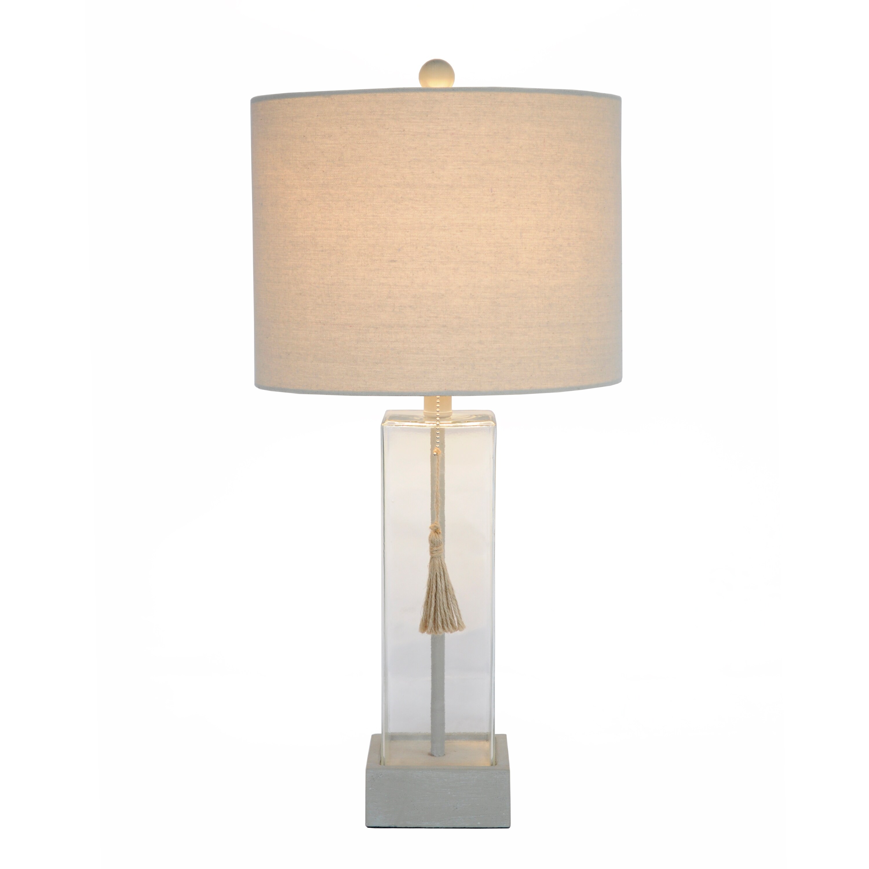 Frankie Square Glass Table Lamp With Tassel Pull Chain Overstock 31693419