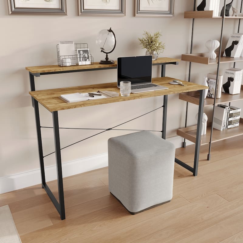 CraftPorch Minimalist 47-Inch Metal Computer Desk With Shelf