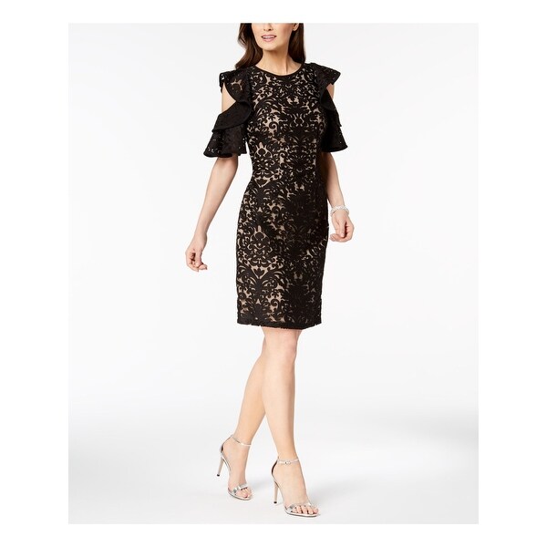 xscape ruffled sheath dress