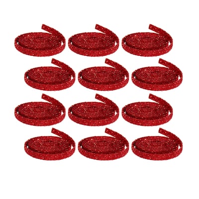 Red Glitter Rope Ribbon (Set of 12 Rolls) - N/A