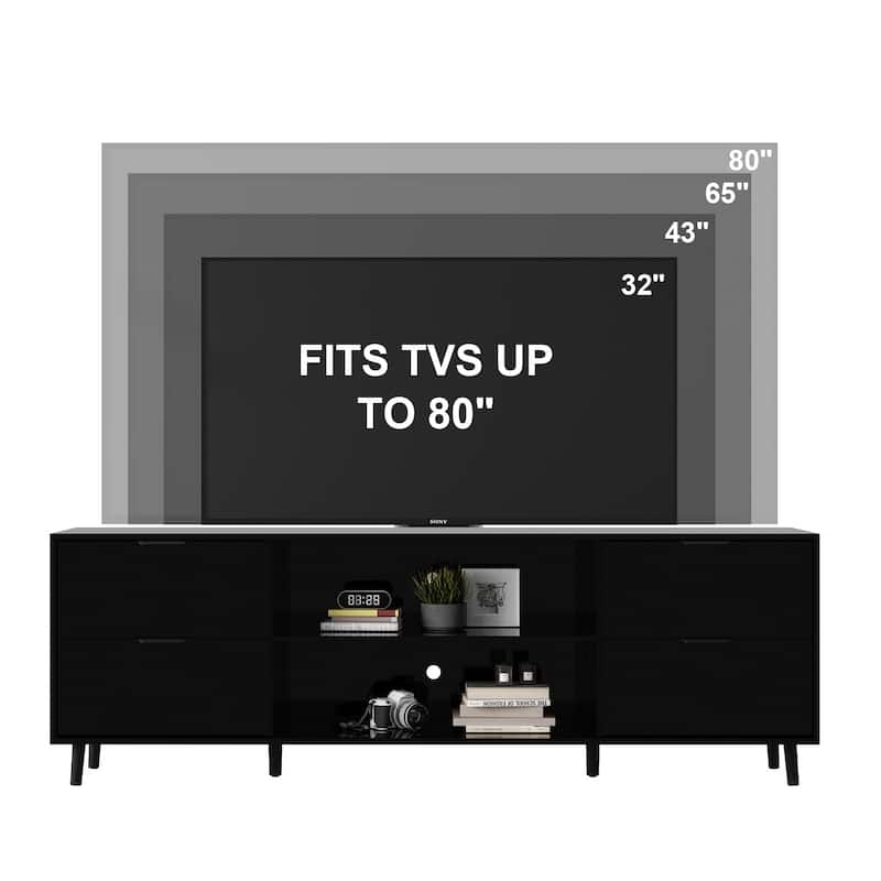 30" Recessed Electric Fireplace High Glossy TV Stand Combo Fireplace