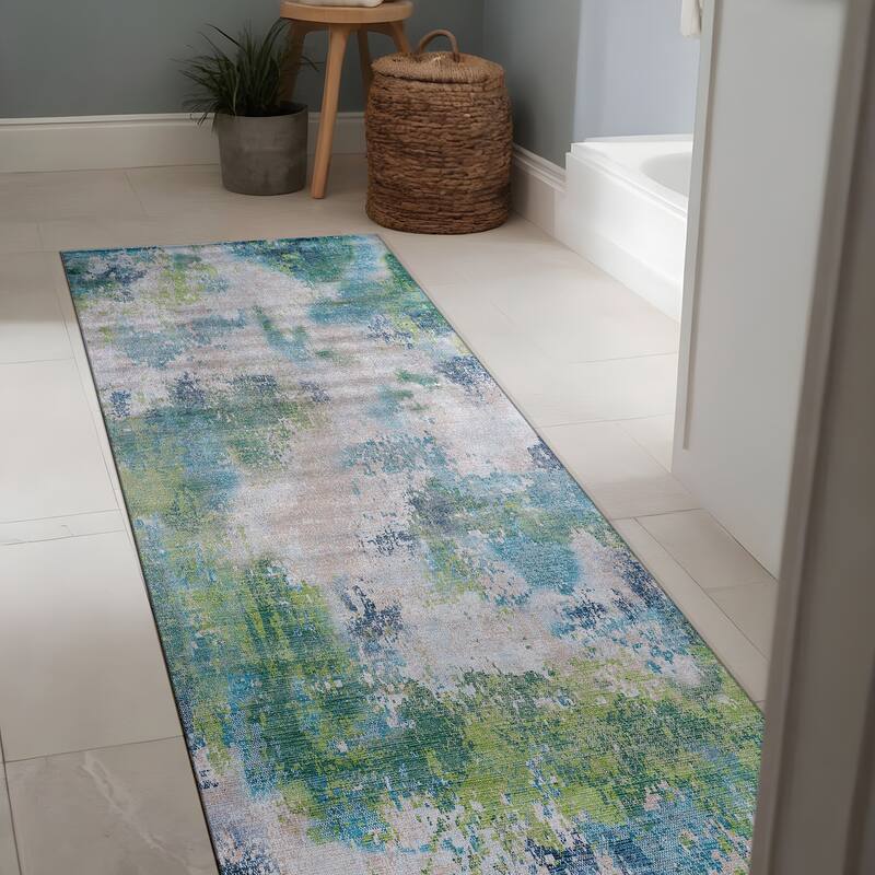 Beverly Rug Queen Abstract Non-Slip Rubber Back Washable Indoor Area Rug