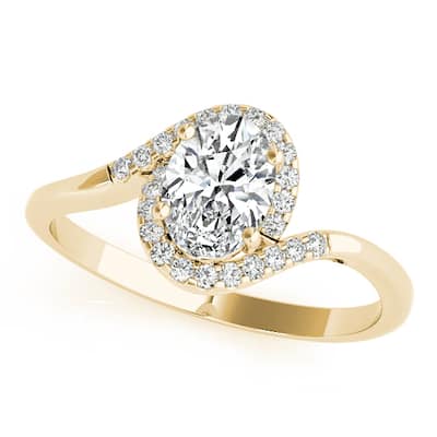 Auriya 14k Yellow Gold Lab Grown Oval Diamond Halo Engagement Ring 0.50 to 5.00 ct. tw. (F-G VS)