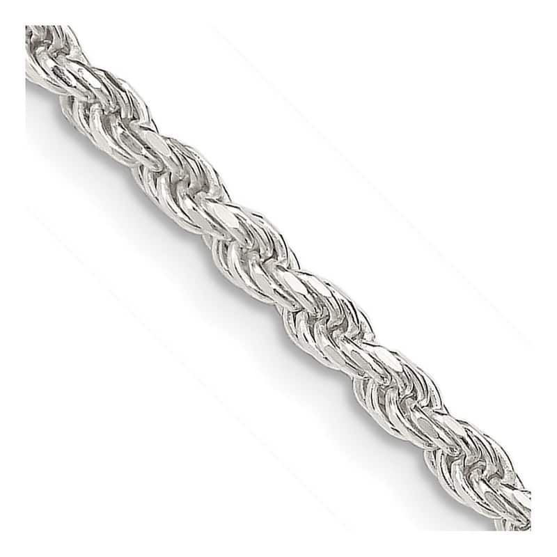 Curata 925 Sterling Silver 2.75mm Diamond Cut Rope Chain Necklace for Men