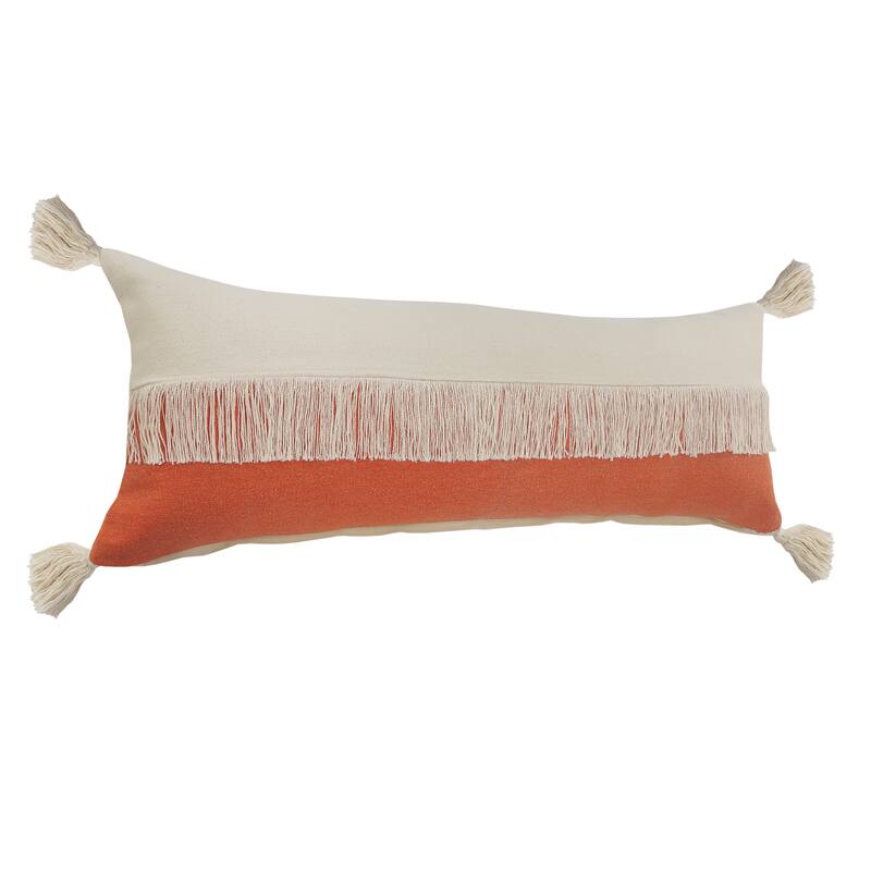 Sevita Fringe Festival Orange Color Block Throw Pillow