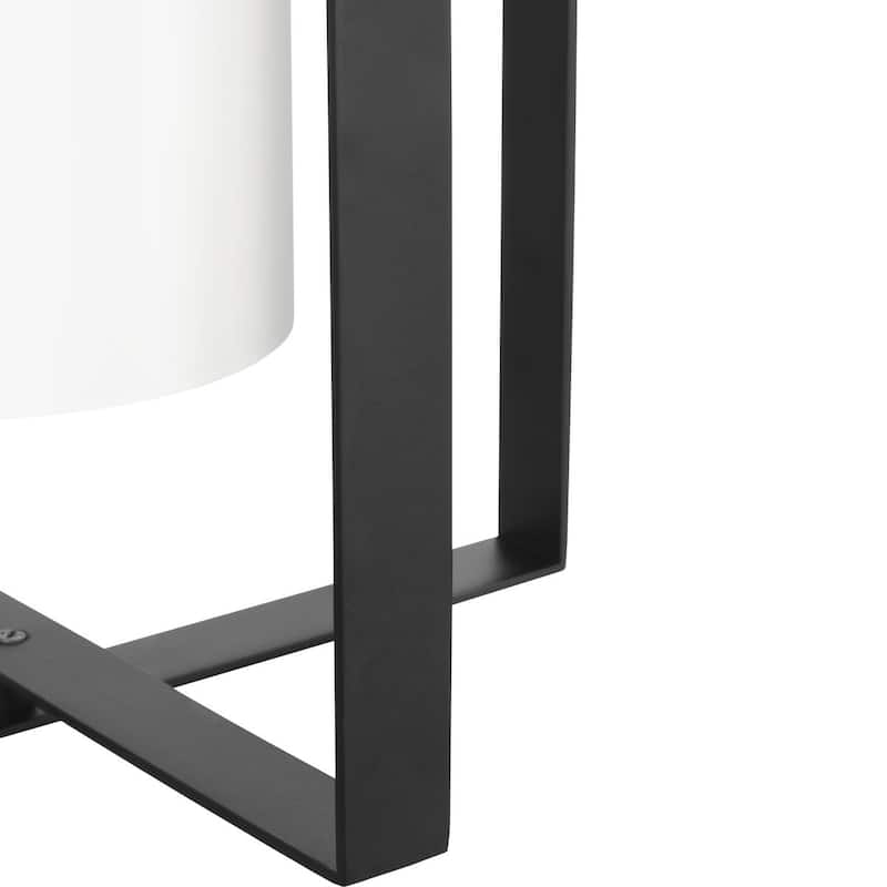 Vertex Collection One-Light Matte Black Etched White Contemporary Foyer Light - 12 in x 12 in x 22.5 in