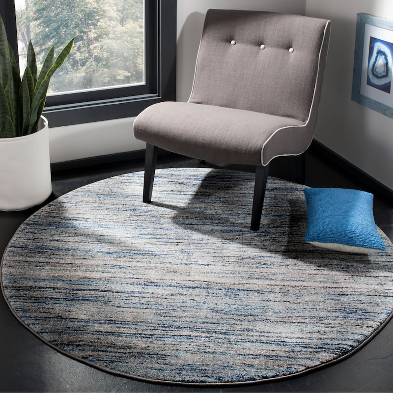 SAFAVIEH Galaxy Riet Modern Contemporary Rug - 6'7" Round - Blue/Grey