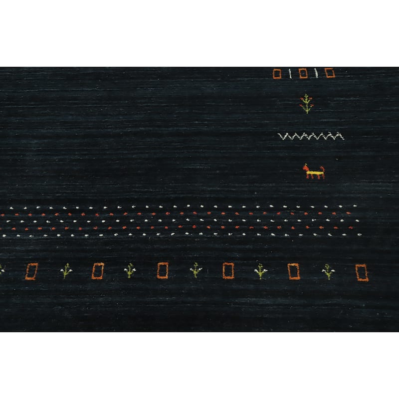 Hand Knotted Oriental 100% Wool Carpet Tribal Animal Pictorial Navy Blue & Blues Gabbeh Area Rug - 9' 8'' X 8' 3''
