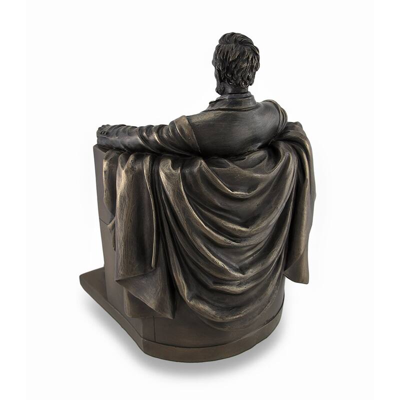Seated Abraham Lincoln Bronzed Historical Sculptural Statue - 9 X 6.75 X 6.5 inches