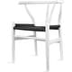 preview thumbnail 46 of 47, Woven Wood Armchair with Arms Open Y Back Mid Century Modern Office Dining Chairs Black Seat Kitchen Bedroom Organic Rattan