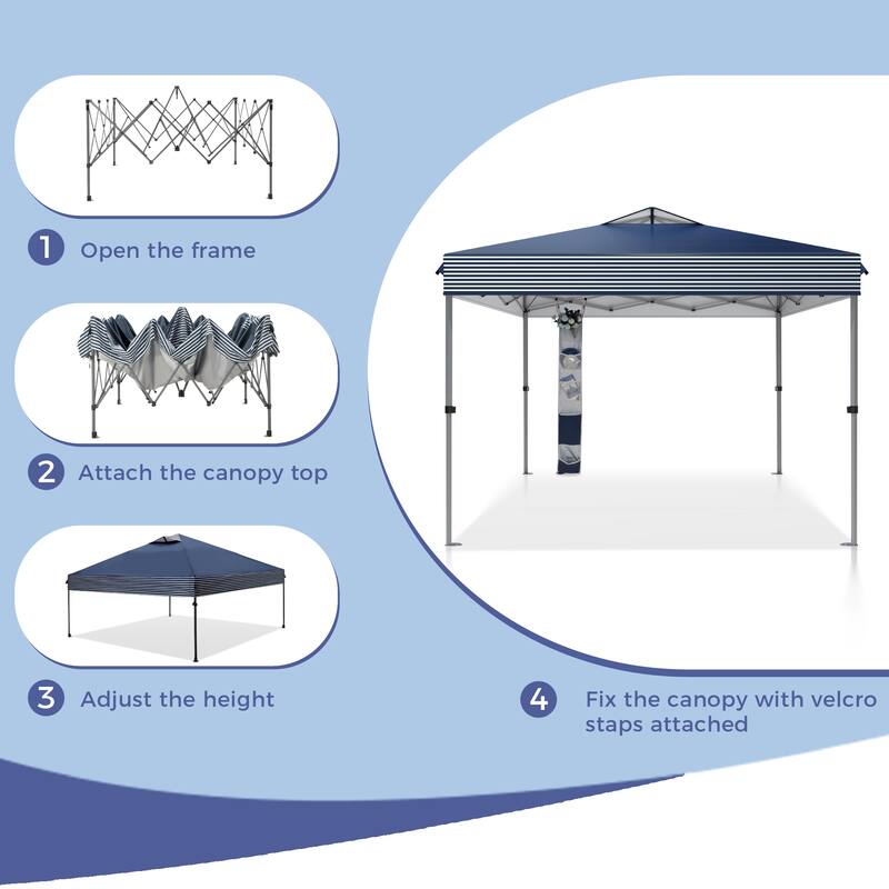 10' x 10' Pop Up Outdoor Canopy Tent Commercial Instant Reinforce Canopies with Wheel Carry Bag & Storage Pocket - 10x10'