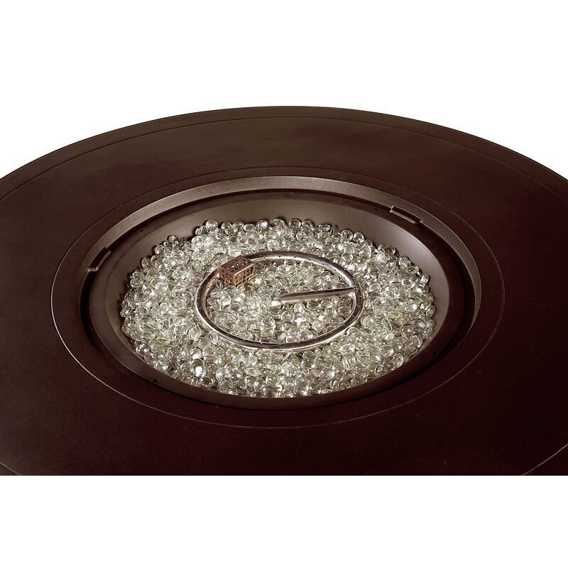 Round 44 in. x 44 in. Aluminum Propane Fire Pit Table with Glass Beads, Two Covers, Lid, 57,000 BTUs - N/A