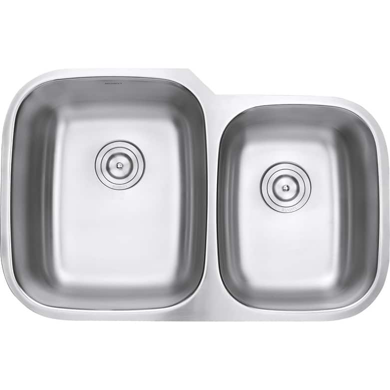 Ruvati 32-inch Undermount 60/40 Double Bowl 16 Gauge Stainless Steel Kitchen Sink - RVM4310 - 32-1/8″ x 20-5/8″