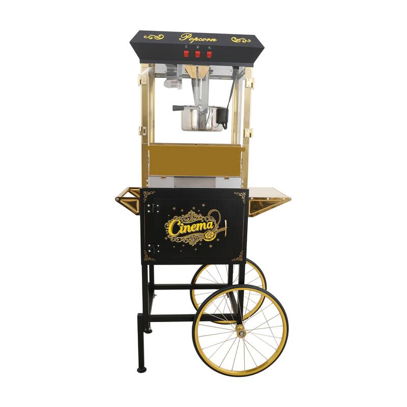16Oz Commercial Popcorn Machine With Cart and 16 Oz Kettle, Movie Theater Popcorn Machine