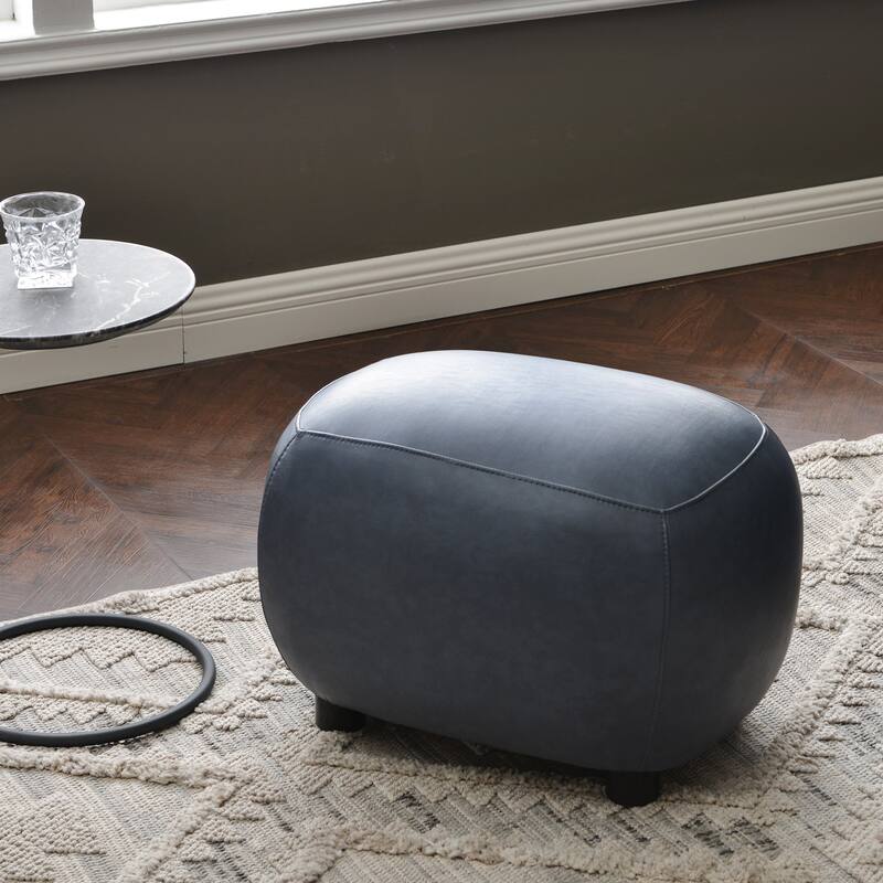 KINWELL 23" Wide Faux Leather Upholstered Ottoman Footrest, PU Entryway Footstool