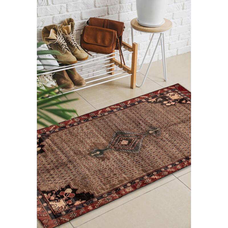 ECARPETGALLERY Hand-knotted Anatolian Vintage Light Brown Wool Rug - 4' 7" x 8' 8"