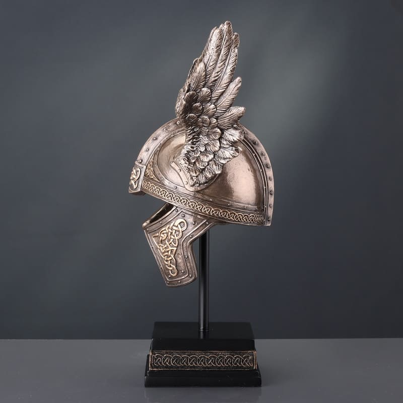 9.45 inches Height Cold Cast Bronze Norse Winged Helmet of Odin Bronze Finish Figurine
