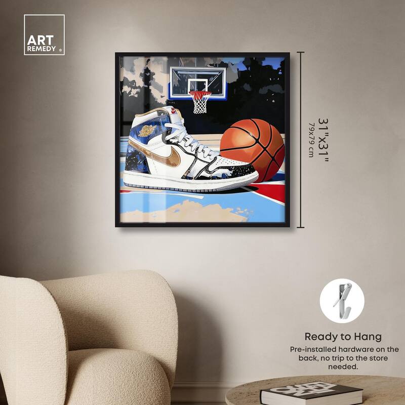 Basketball Court Blues Shadowbox by Art Remedy
