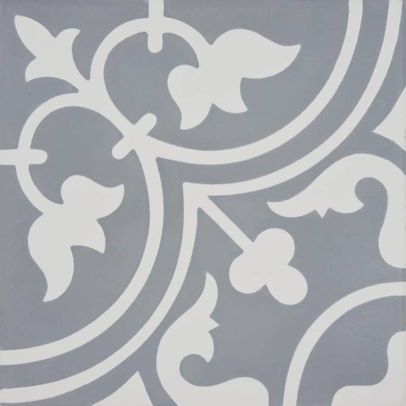 Casa Handmade Cement Tile, 8x8, Grey-White