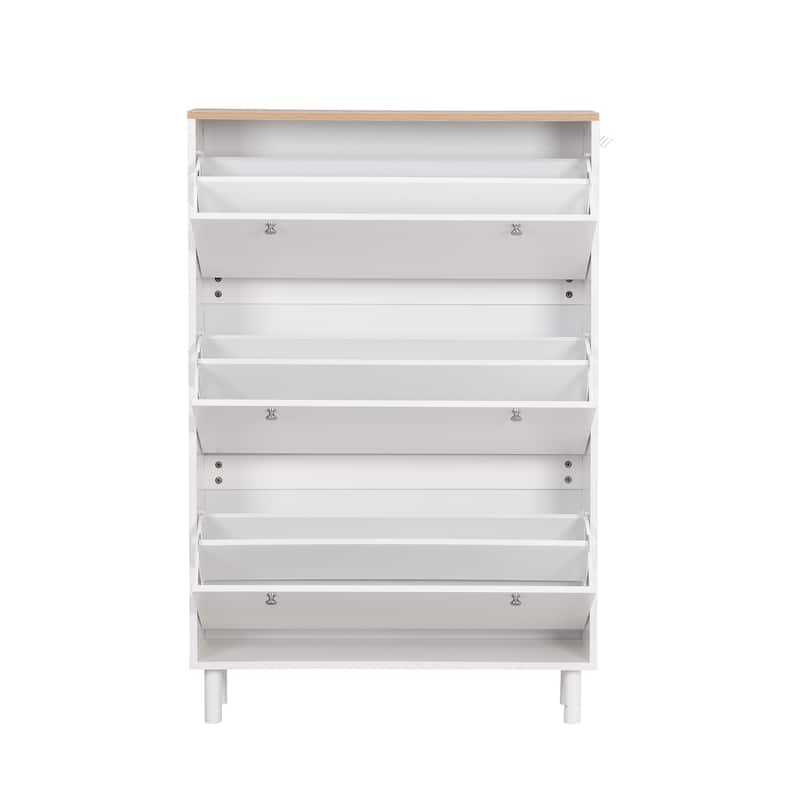 Narrow Shoe Cabinet with 3 Flip Drawers & Adjustable Shelves for Entryway Storage