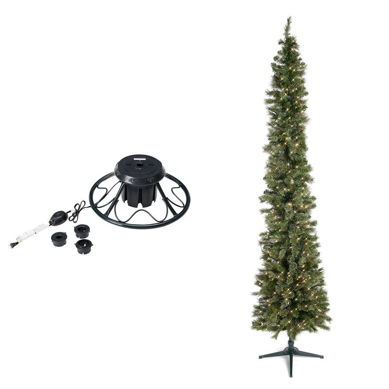 Home Heritage Rotating Tree Stand Base w/Stanley 9' Skinny Pencil Christmas Tree - 22.37