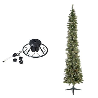 Home Heritage Rotating Tree Stand Base w/Stanley 9' Skinny Pencil Christmas Tree - 22.37