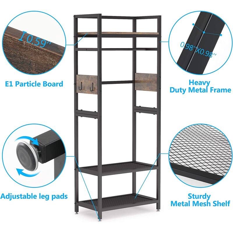 Hall Tree Garments Clothes Rack with Shelf