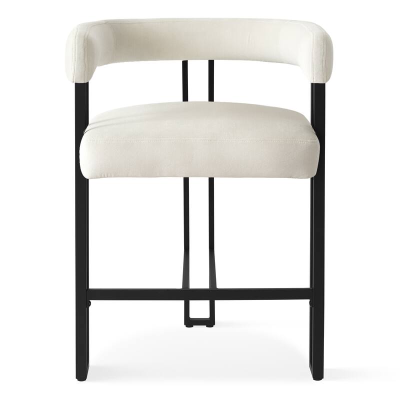 24" Seat Height Upholstered Velvet Solid back Counter Stool (Set os 4)