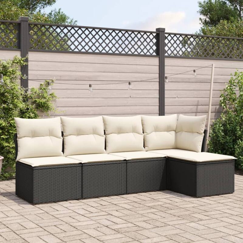 vidaXL Garden Sofa Set Black - 21.7 x 21.7 x 14.6 - Black and cream Large Without table