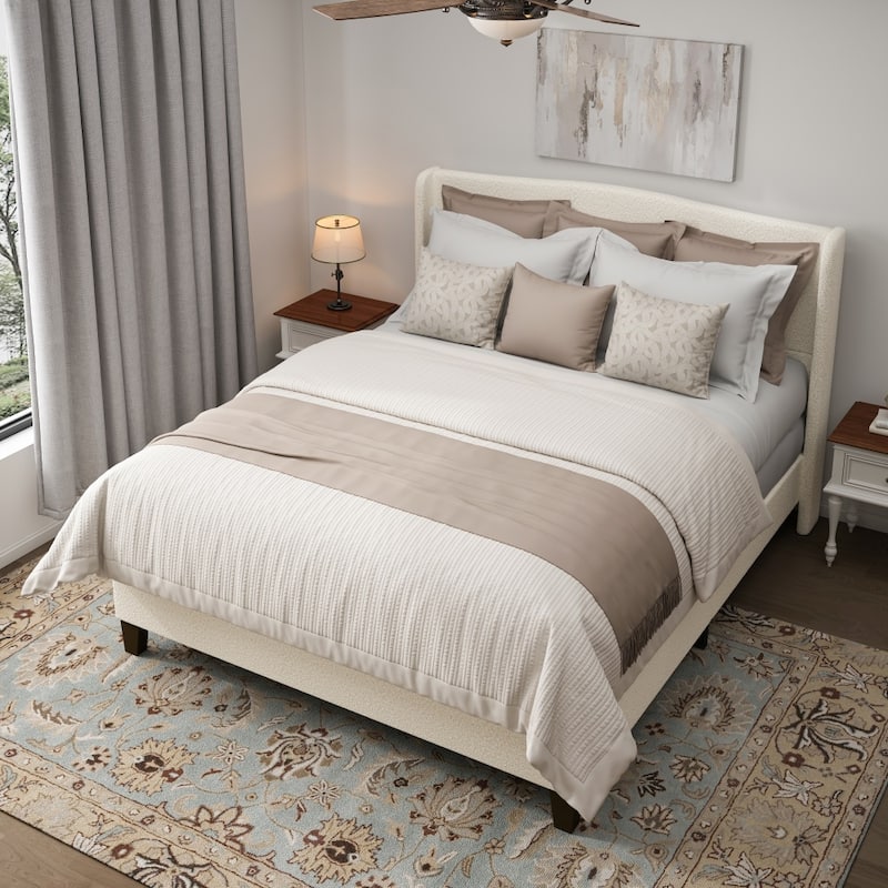 Bed Frame with 49.21"High Back Upholstered Headboard and 27.17" High Footboard - King
