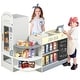 preview thumbnail 1 of 8, Gymax Kids Wooden Grocery Store Playset w/ Realistic Checkout Counter Grey