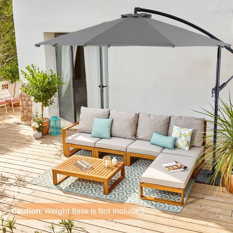 10FT Offset Patio Umbrella, Cantilever Outdoor Umbrellas Easy Tilt Adjustment, 73.2 Sq Ft UV Protection Hanging Market Umbrella