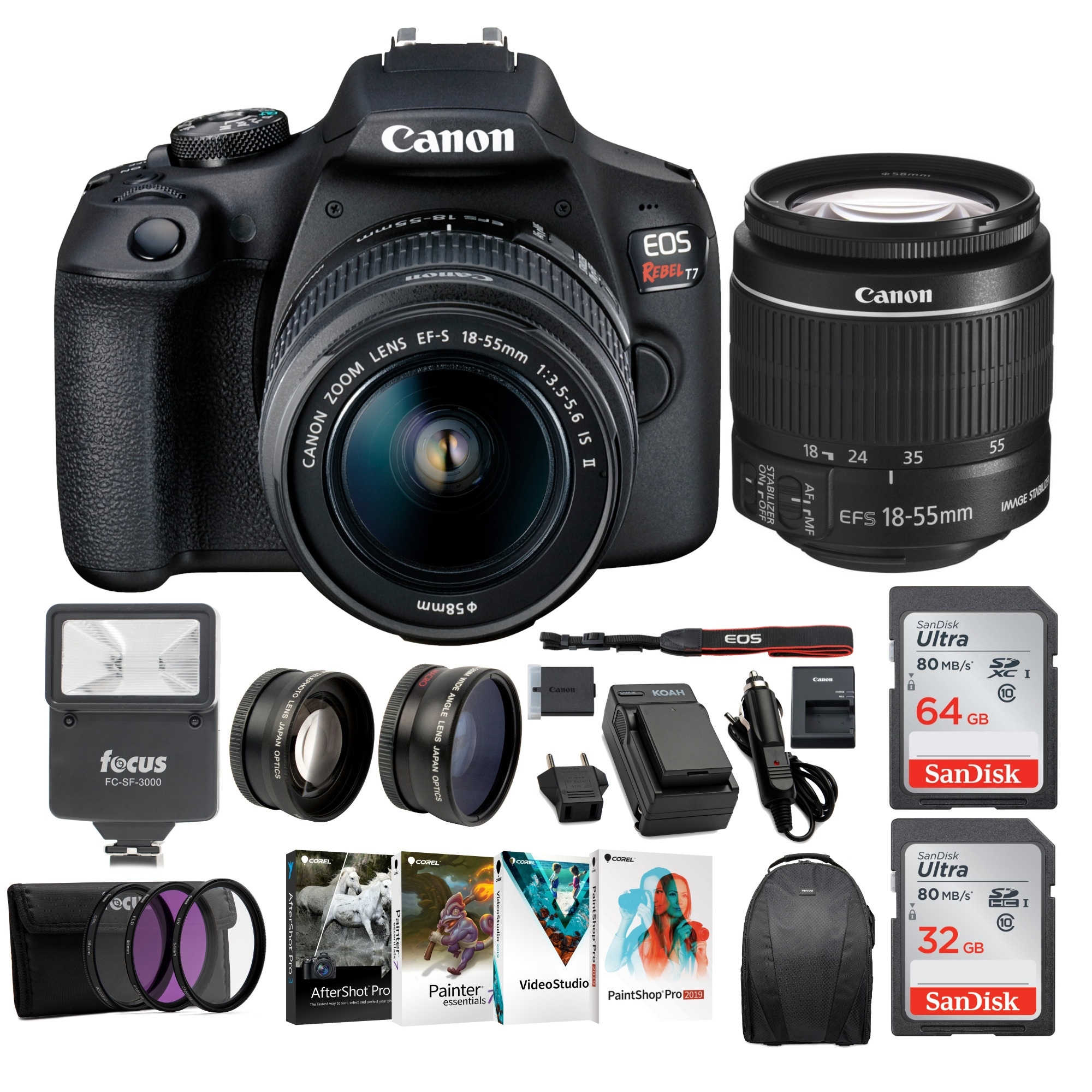 Shop Canon T7 Eos Rebel Dslr Camera With Ef S 18 55mm Is Ii Lens Bundle Overstock 29878314