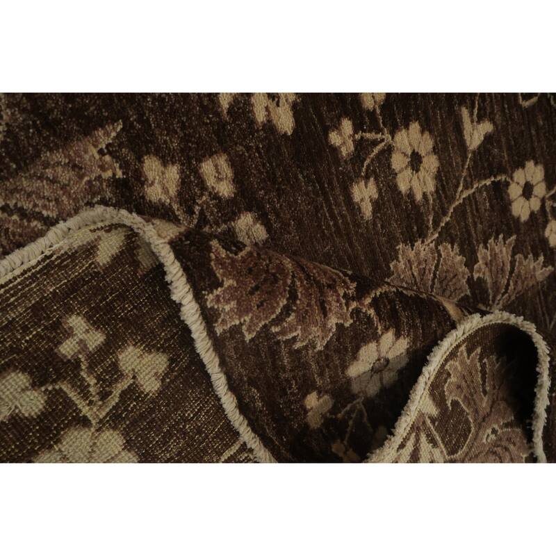 Hand Knotted Oriental 100% Wool Carpet Modern All-Over Brown Art & Craft Area Rug - 8' 1'' X 5' 7''