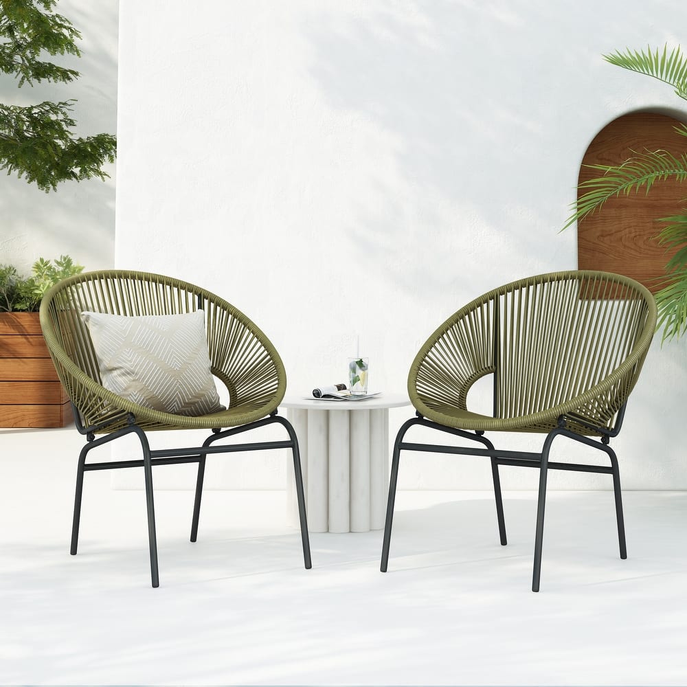 Nusa Outdoor Modern Rattan Club Chair (Set of 2) by Christopher Knight Home